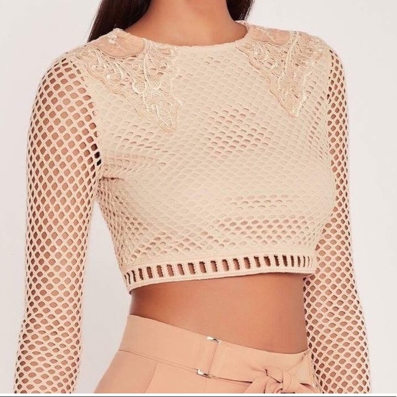 Carli Bybel x Missguided Mesh Embroidered Top NWT - Picture 1 of 10